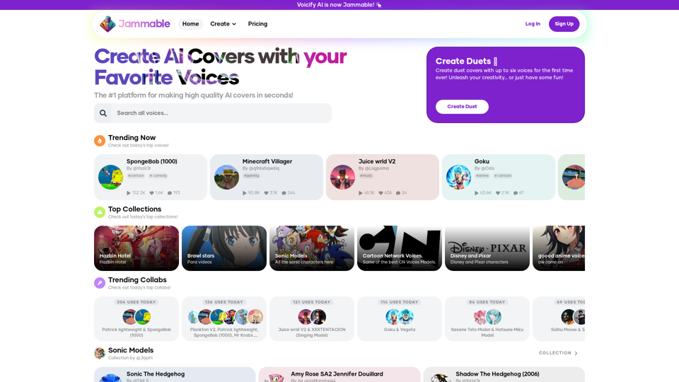 Jammable | Create AI Covers with your Favorite Voices!