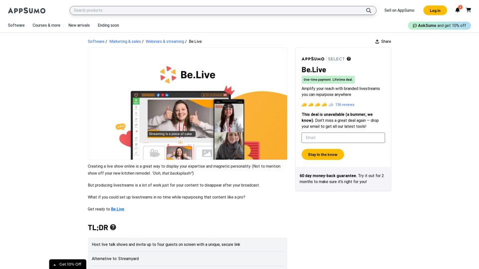 Be.Live - Create & repurpose live video content | AppSumo