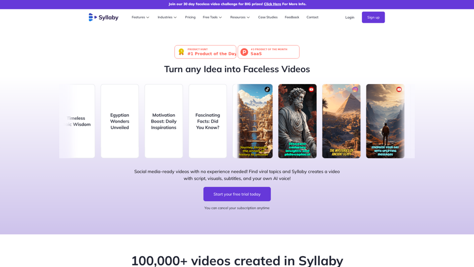 Syllaby.io | Turn Any Idea Into Faceless Videos & AI Avatars