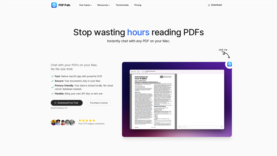 PDF Pals - ChatPDF for mac. Download today.