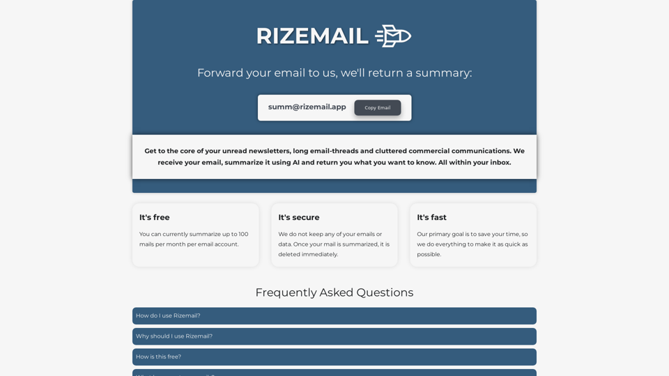 Rizemail | Summarize emails instantly!