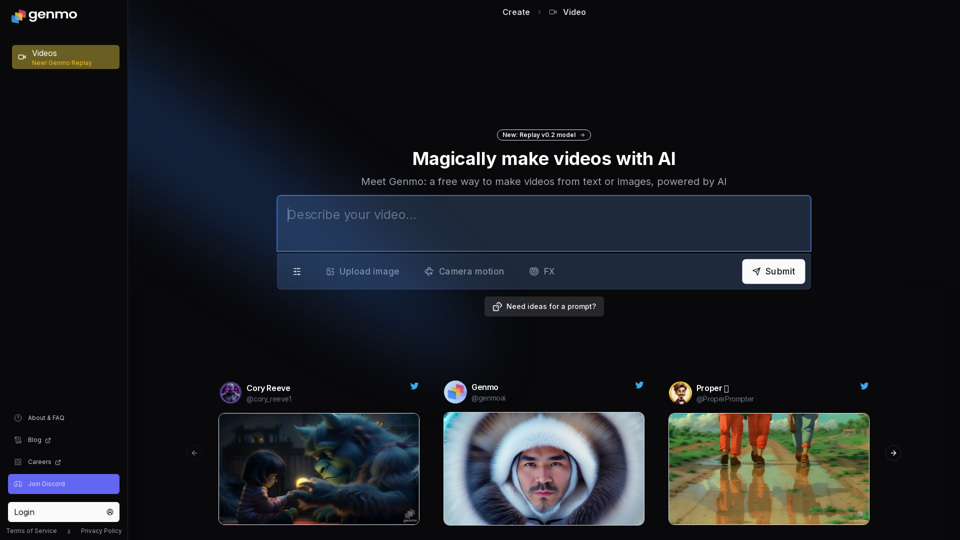 Genmo. Create videos and images with AI.
