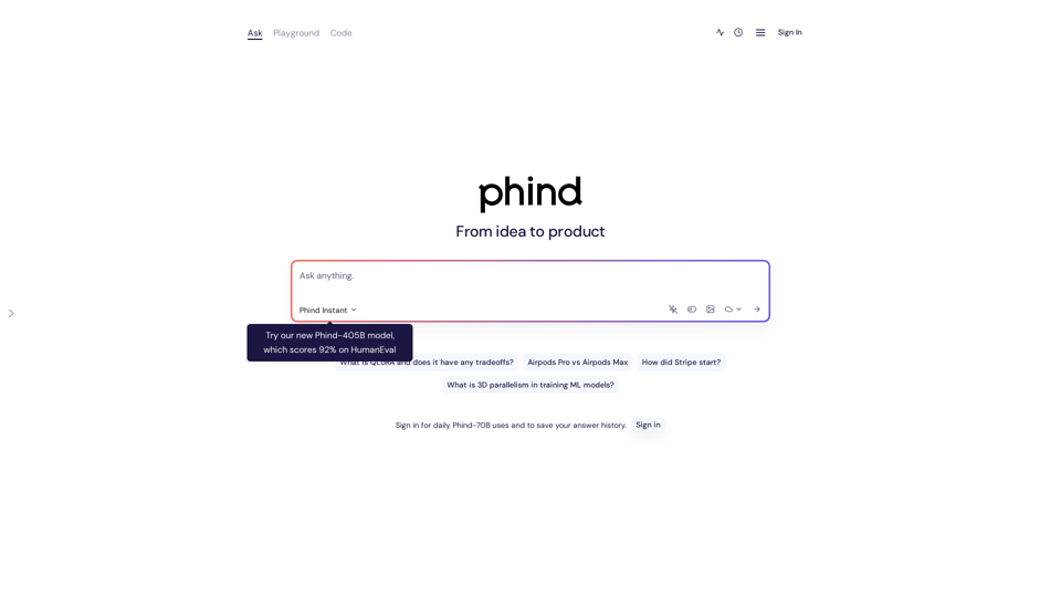 Phind AI Website