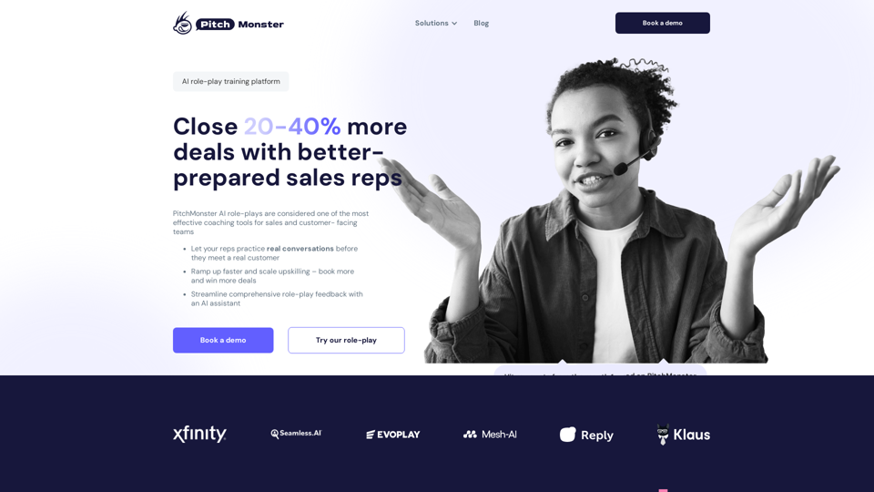AI Powered Sales Role-Play Training Software - PitchMonster.io