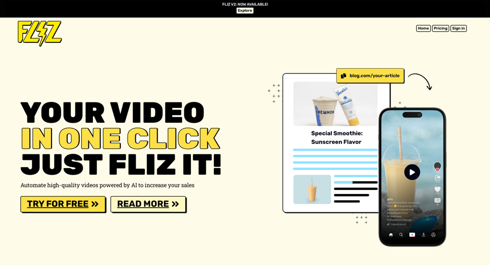 Fliz - Your AI-Powered Video Creator for Engaging Videos