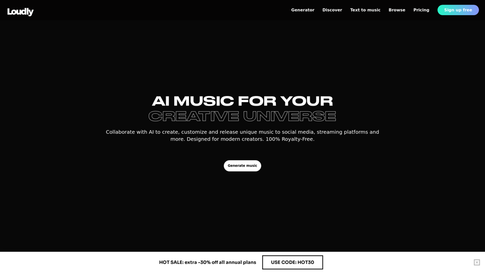 AI music for your creative universe | Loudly