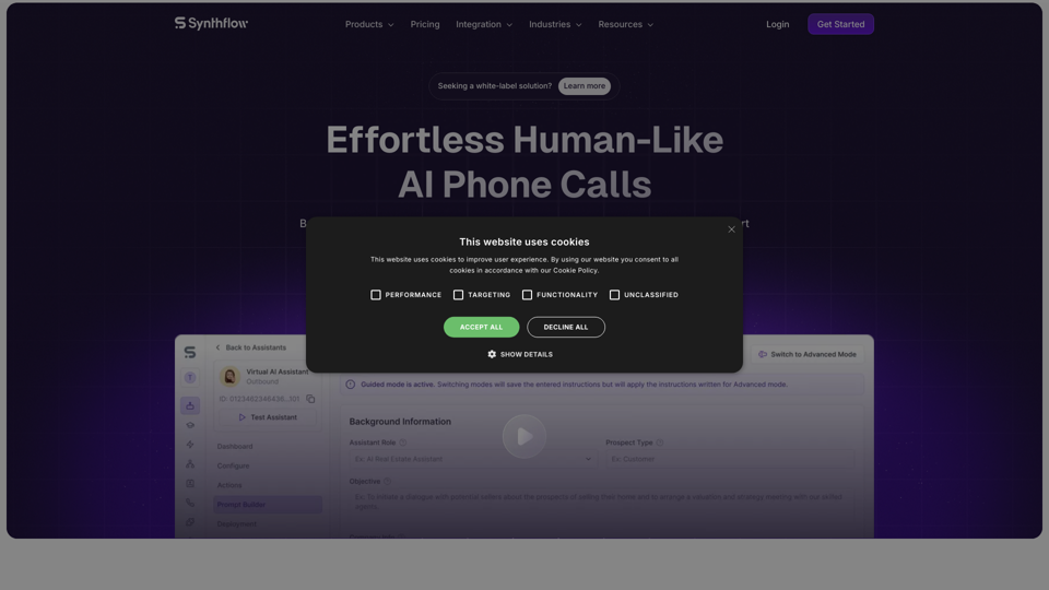 Synthflow AI Phone Calling Platform