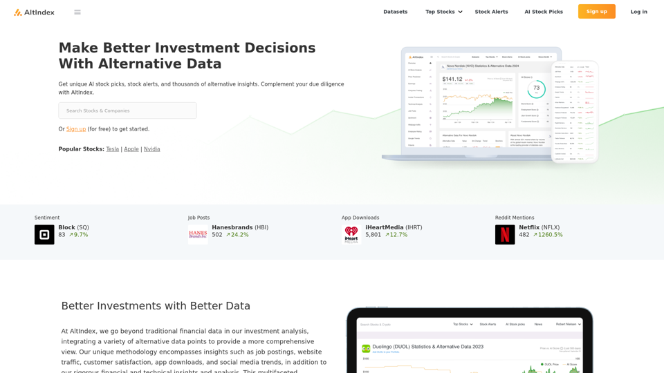 Alternative Data for Investing - AltIndex