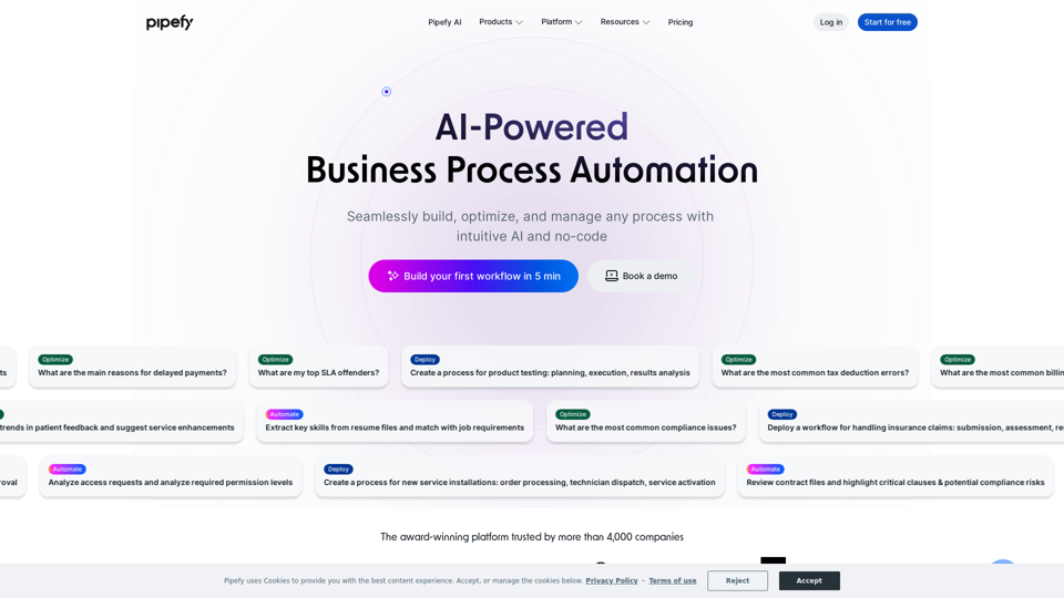 Pipefy: AI-Powered Business Process Automation Software