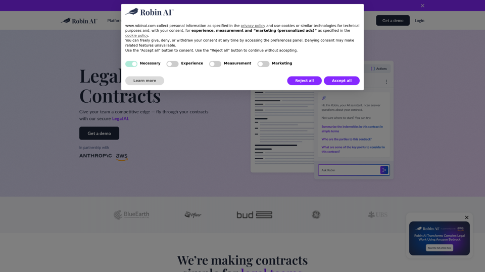 Robin AI | Review Contracts 80% Faster | Legal AI