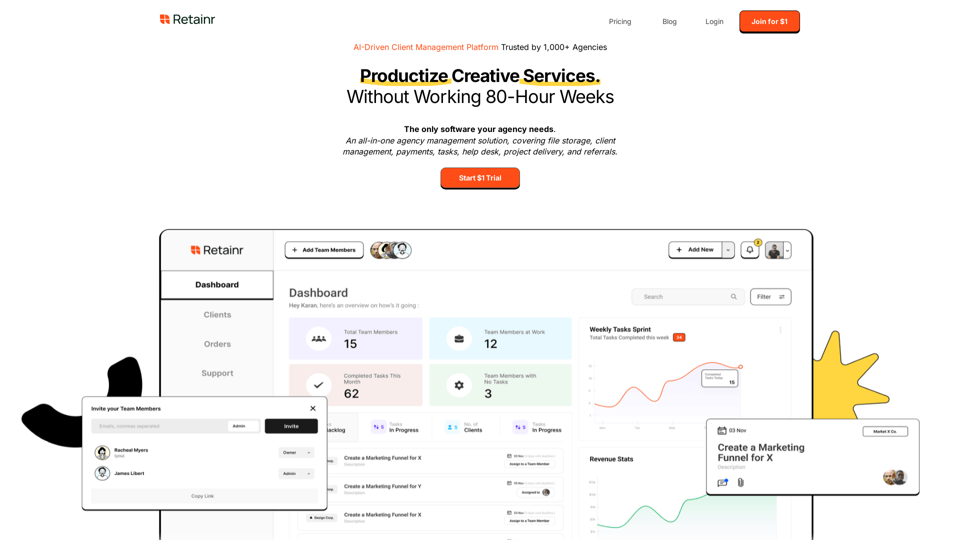 Retainr: All-in-One Agency Management Software for Creative People