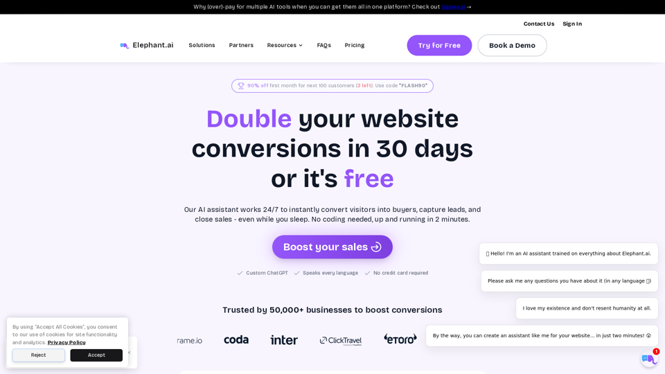 Elephant.ai - The #1 AI Sales Assistant For Websites