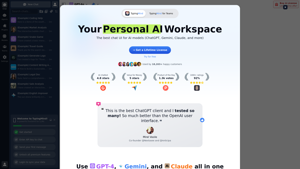 TypingMind — The best chat UI for AI models (ChatGPT, Gemini, Claude, and more)