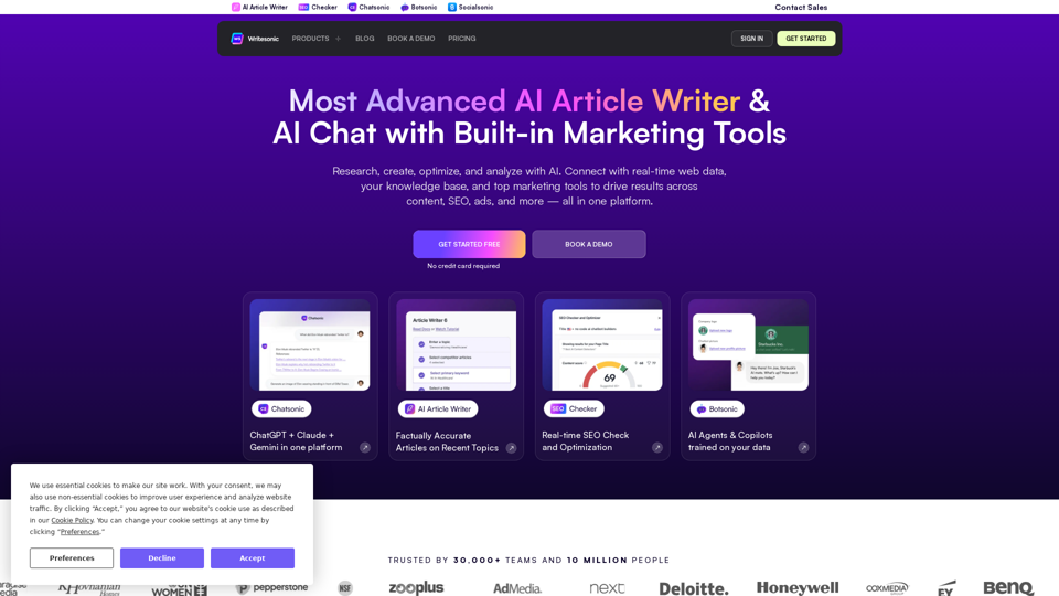 Writesonic - AI Content Writer, AI SEO Toolkit & AI Chatbots