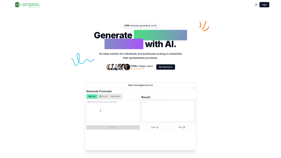 GPT Excel - AI Powered Excel formula Generator
