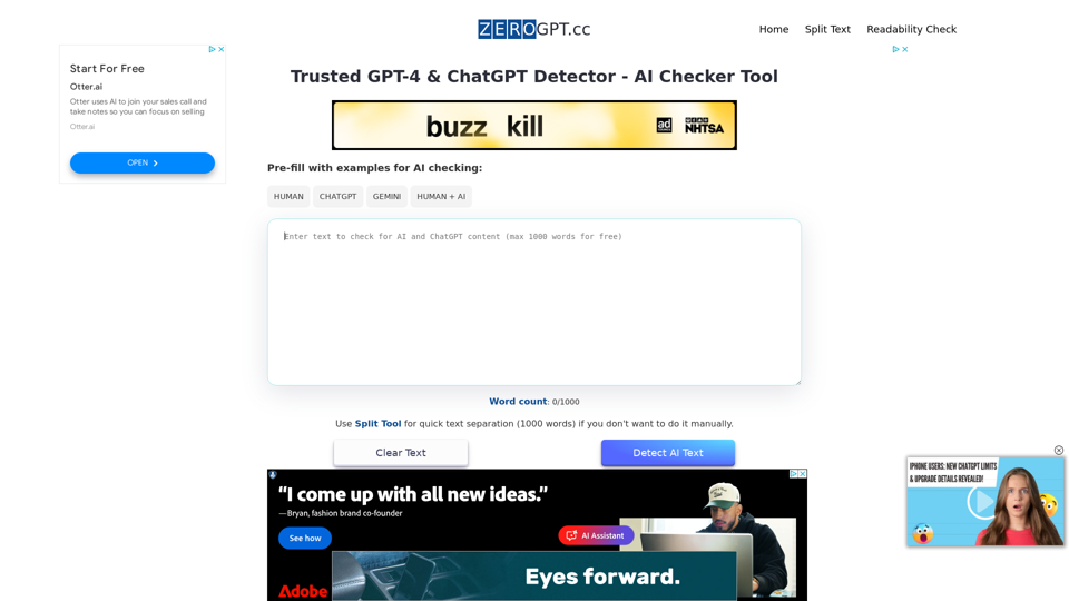 ZeroGPT | Free ChatGPT Detector, AI Checker | GPTZero