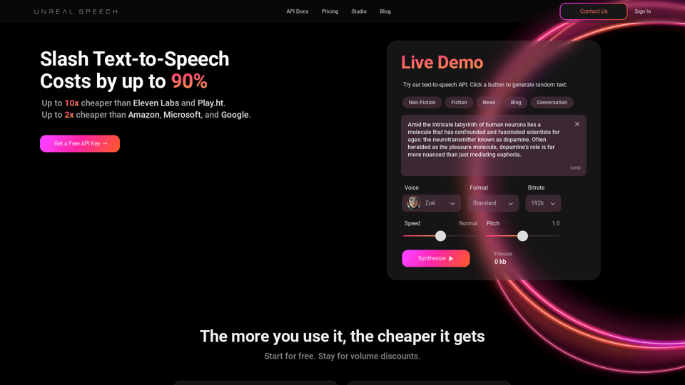 Text-to-Speech API - Unreal Speech