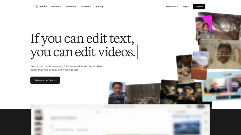 Descript: Edit Videos & Podcasts Like a Doc | AI Video Editor