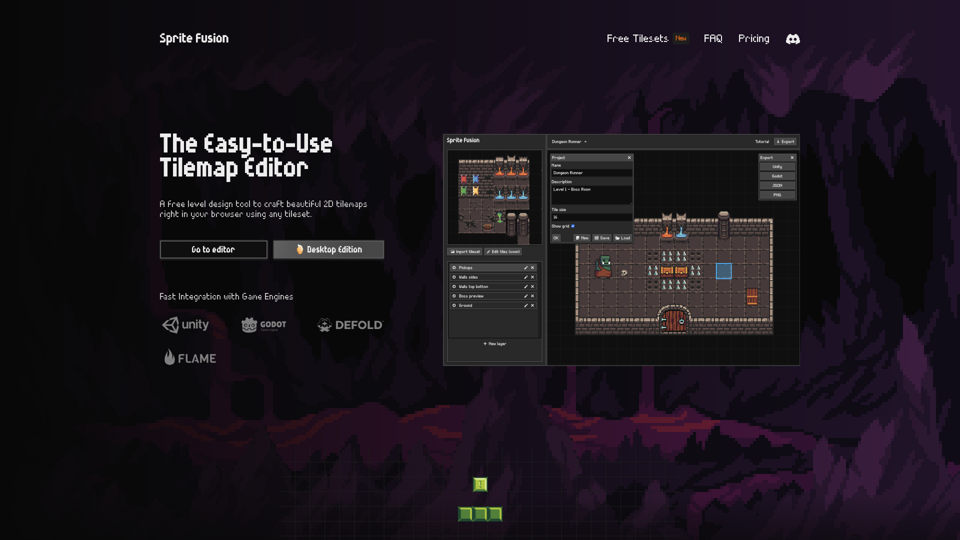 A simple, free tilemap Editor Online - Sprite Fusion