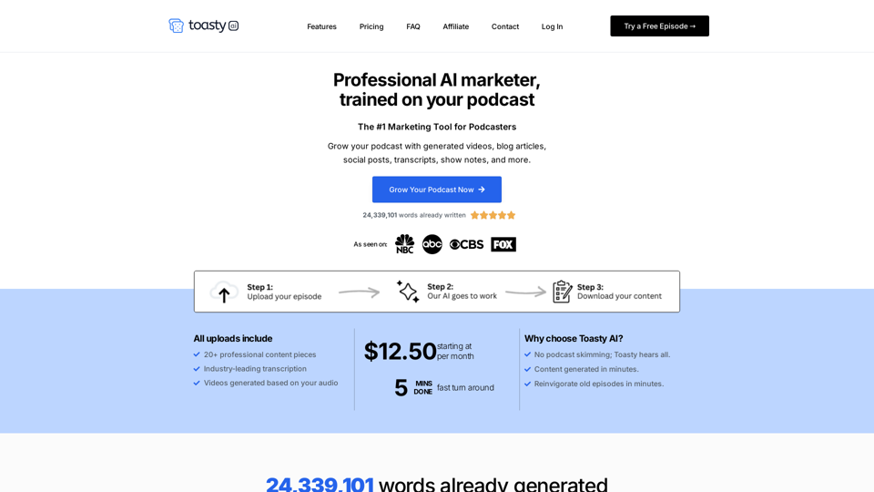 ToastyAI - AI Content Creation for Podcasts