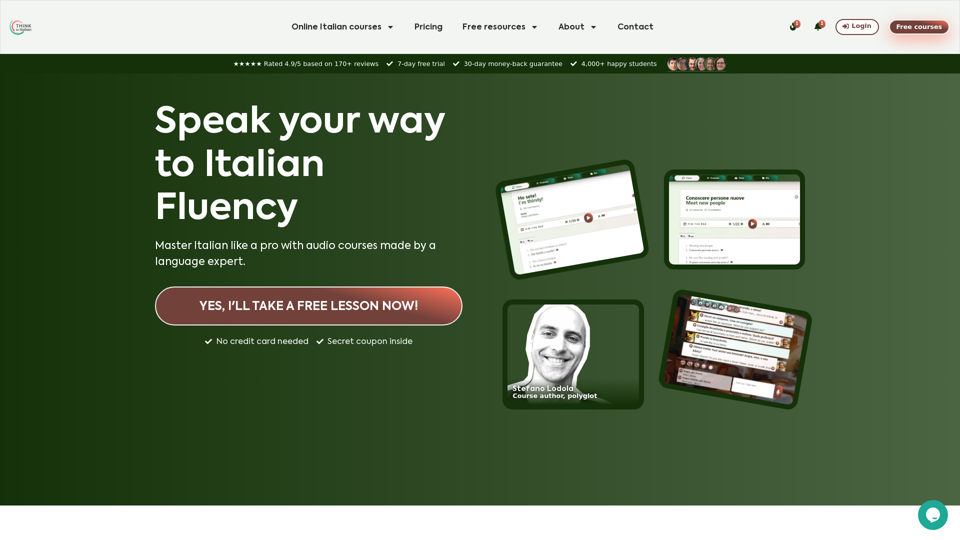 Learn Italian online with audio courses to think in Italian