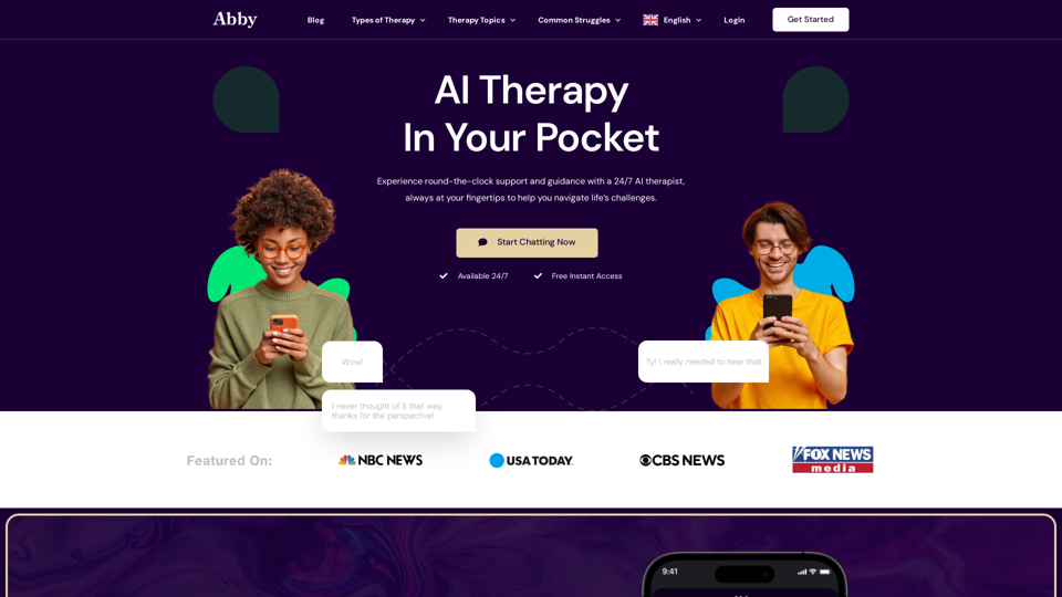 Abby - Your AI Therapist. 100% Free, Available 24/7