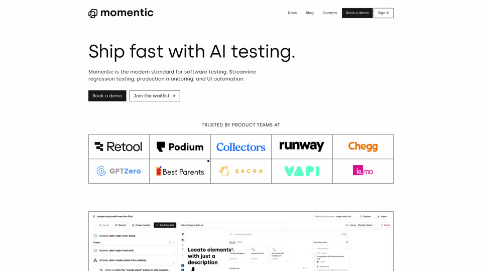 AI Testing Tool | Automated AI Testing - Momentic