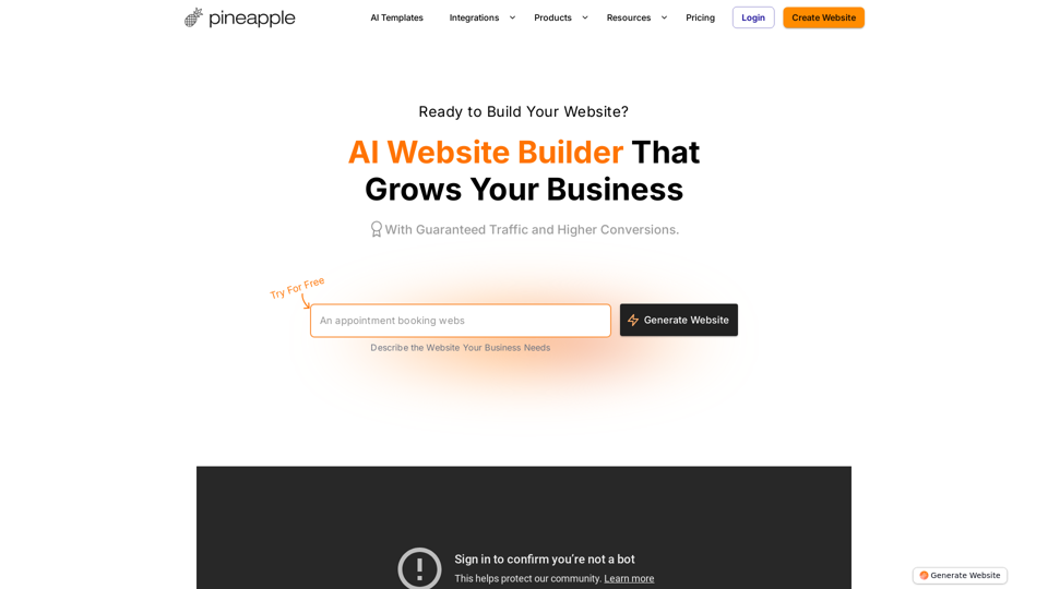 Pineapple Builder - AI Website Builder for Businesses