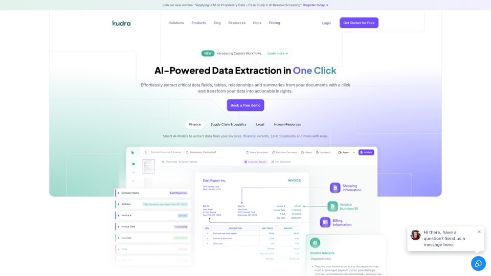 Kudra • AI-Powered Data Extraction in one click -